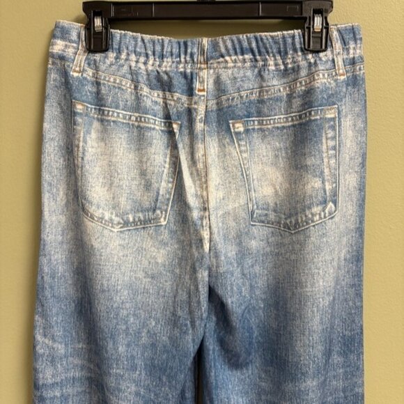 Mila Rosabella Womens Denim Print Pull On Wide Leg Sweatpants Size L Casual NWT - Picture 5 of 14